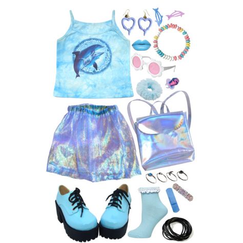 Sea Punk Aesthetic Outfits, Sea Punk Outfits, Cleancore Aesthetic Outfit, Seapunk Outfit, Cleancore Outfit, Alien Core Outfits, Synthwave Outfit, Webcore Outfits, Alien Aesthetic Outfit