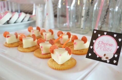 Mice cheese & cracker bites from a Kitty Cat Birthday Party on Kara's Party Ideas | KarasPartyIdeas.com (24) Cat Themed Birthday Party Treats, Kitty Cat Birthday Party Ideas, Cat Birthday Party Ideas, Kitty Cat Birthday Party, Kitty Cat Party, Cats Pajamas, Cat Themed Parties, Cat Themed Birthday Party, Pajamas Party