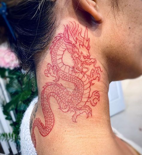 Follow us @gwansoontattoos ✍🏼 ———————————————— ☎️ 1-416-909-9055 📩 info@gwansoonleetattoo.com 🖥 www.gwansoonleetattoo.com ———————————————— . . . . #dragontattoo#dragontattoos#reddragon#lineworktattoos#necktattoo#girlwithdragontattoo#inked#redinktattoo#tattoolife#gwansoontattoos#tatted#inkedup#bnginksociety#skinart#tattooideas#tattooart#tattooartist#tattoodesign#tattoosformen#tattoosforwomen#torontoart#torontoartist#mississauga#toronto#brampton#torontotattoo#mississaugatattoo#tatuaje#torontoi Dragon Tattoo Behind Ear, Dragon Neck Tattoo, Dragon Tattoo Neck, Best Neck Tattoos, Red Dragon Tattoo, Throat Tattoo, Japanese Dragon Tattoo, Dragon Tattoo For Women, Neck Tattoos Women