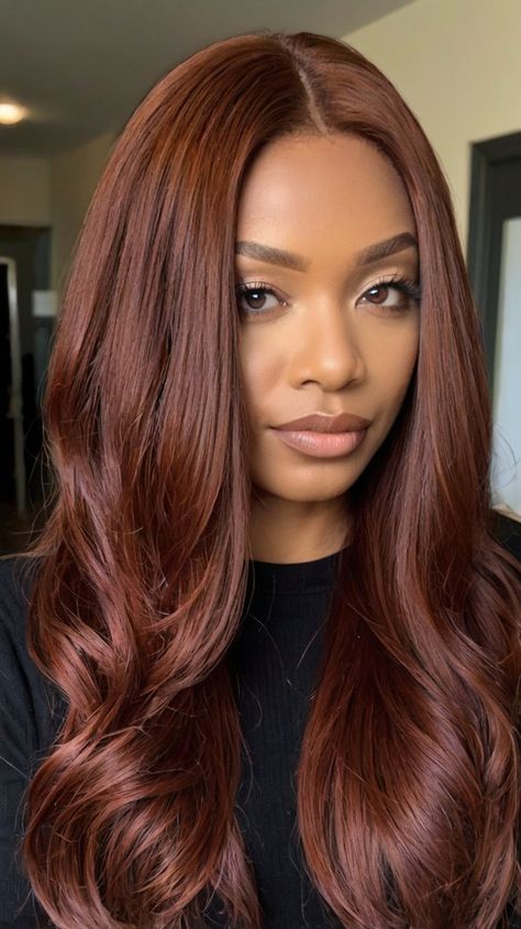 💇‍♀️✨ Remarkable Fall Hair Colors Dark fall hair colors dark copper | Premium Creation 🌈 Dark Skin Red Hair, Red Hair Lady, Red Hair On Dark Skin, Dark Copper Hair, Deep Plum Hair, Fall Hair Colors Dark, Dark Caramel Hair, Hair Colors Dark, Dark Copper Hair Color