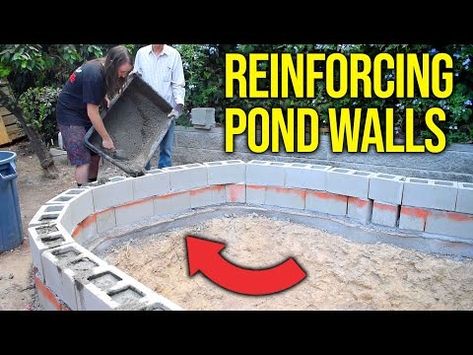 Reinforcing Pond Walls With Concrete! DIY Backyard Koi Pond Build! - YouTube Diy Koi Fish Pond, Koi Pond Landscaping, Diy Koi Pond, Backyard Koi Pond, Pond Build, Raised Pond, Pool Pond, Diy Pond, Pond Liner