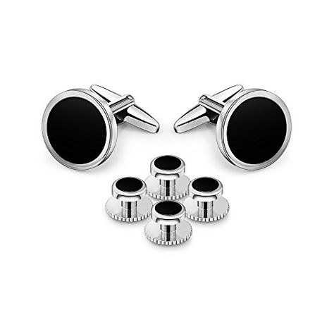 MrVan Onyx Cufflinks and Studs Set Formal Black Silver Groomsmen Groom Wedding Gift Cuff Links -- You can get more details by clicking on the image. (Note:Amazon affiliate link) #WomenLuxuryWatches Groom Wedding Gift, Onyx Cufflinks, Wedding Gifts For Groom, Stud Set, Wedding Groom, Cuff Links, Luxury Watches, Wedding Gift, Black Silver