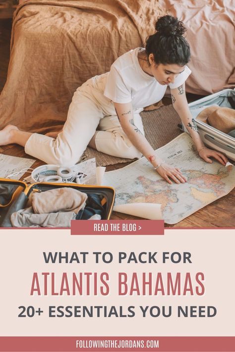 Planning a family vacation with kids? Here’s what to pack for Atlantis Bahamas - the 20 essentials you need on your packing list! This includes travel essentials for kids, beach essentials, and other items you won’t want to forget to pack in your suitcase! I’m Brittany Jordan, a mom of 3 sharing travel essentials, kids activities, mom hacks, travel tips and more! Learn more at https://followingthejordans.com What To Pack For The Bahamas, Atlantis Bahamas With Kids, Bahamas Packing List, Getting Ready For Vacation, Travel Packing List Printable, International Travel Packing, New Orleans With Kids, Bahamas Trip, Bahamas Honeymoon