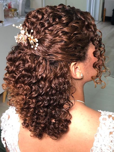 Short Curly Hairstyles For Quinceanera, Short Curly Hair Quinceanera Hairstyles, Wedding Hairstyles Short Curly Hair, Bridesmaid Hair Curly Natural, Short Curly Wedding Hairstyles, Bridesmaid Curly Hairstyles, Short Curly Hairstyles For Prom, Curly Hair Elegant Styles, Fancy Hairstyles For Curly Hair