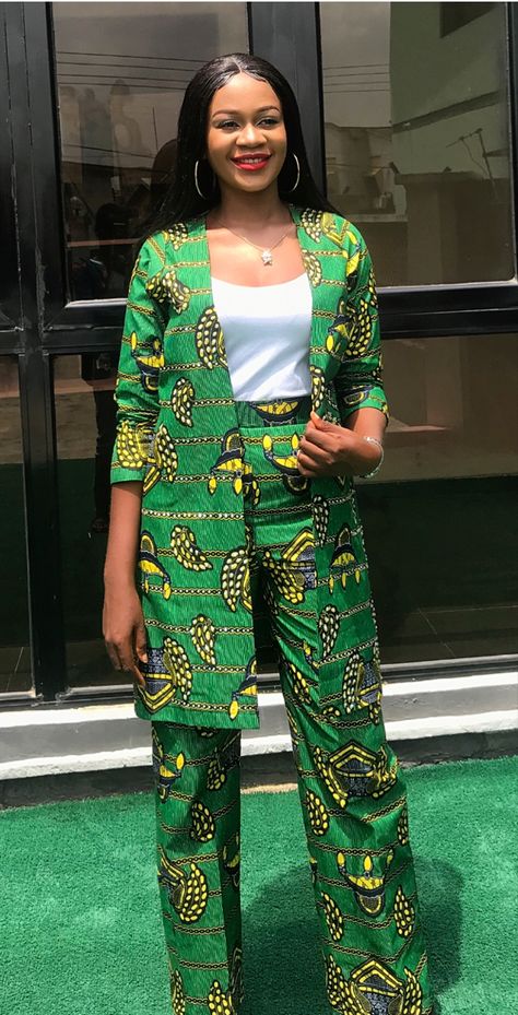 Ankara Trouser And Jacket For Ladies, Two Piece Trouser And Top Ankara, Trouser And Jacket For Ladies, African Print Trousers For Ladies, Chitenge Jackets For Ladies, Ankara Trouser Styles For Ladies, Kitenge Trouser Suits For Ladies, Latest Ankara Trousers And Top For Women, Chitenge Trousers For Ladies