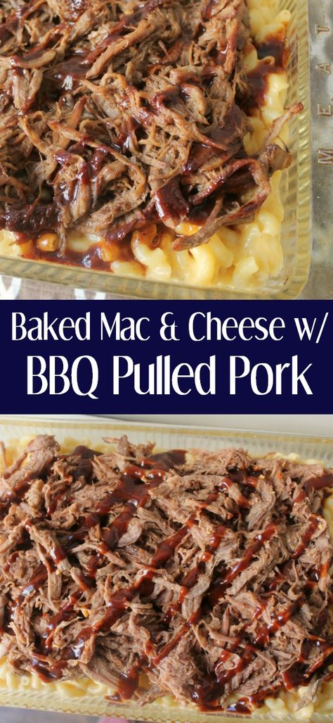 Shredded Pork Mac And Cheese, Bbq Pork Mac And Cheese Recipe, Pulled Pork Mac And Cheese Recipes, Baked Pulled Pork, Pulled Pork Mac And Cheese, Creamy Baked Macaroni And Cheese, Pork Mac And Cheese, Homemade Pulled Pork, Shredded Pork Recipes