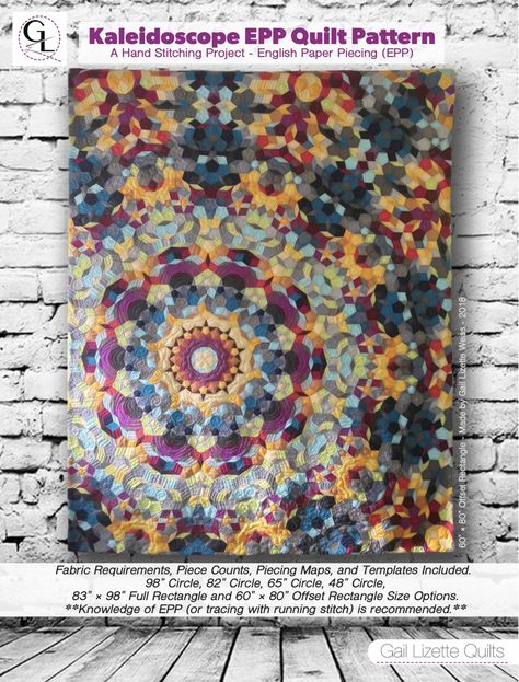 Kaleidoscope EPP Quilt Pattern - PDF Download Mandala Quilt, Epp Quilt, Hand Pieced Quilts, Ocean Quilt, Kaleidoscope Quilt, Quilt Stores, Pdf Quilt Pattern, Ladder Stitch, Running Stitch