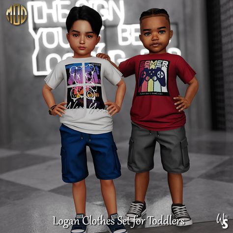 The Mod Collective - Sims 4 - Clothes - WisteriaSims - For toddler - Logan Clothes Set for toddler Sims 4 Toddler Clothes, Sims 4 Cc Eyes, Sims 4 Cas Mods, 4 Poses, Sims 4 Cc Kids Clothing, Cc Mods, Sims 4 Children, Sims 4 Game Mods, Studio Artist