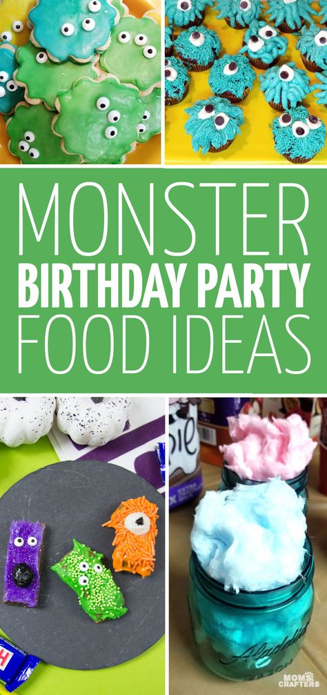 Click for some cool monster birthday party food ideas - perfect for a first, second, third, or fourth birthday theme! Monster Themed Snacks, Monster Birthday Party Food Ideas, Monster Party Food Ideas, Diy Monster Decorations, Monster Food Ideas, Monster Birthday Party Food, Monster Birthday Party 1st, Fourth Birthday Theme, Monster Themed Food