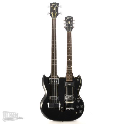 Gibson Bass/Guitar Double Neck Bass Guitar Black, Electric Guitar Design, Desired Reality, Guitar Pics, Unique Guitars, Box Guitar, Paul Reed Smith, Guitar Tutorial, Bass Amps