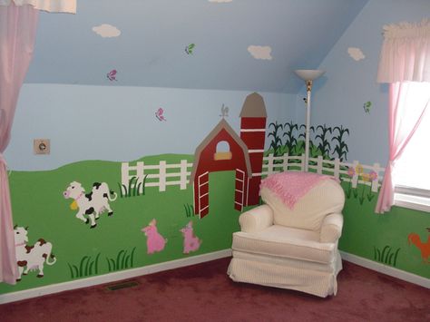 Amazon.com - Nursery Wall Mural - Farm Animal Wall Mural Stencil Kit For Painting - NOT DECALS - Wall Decor Stickers Farm Animal Mural, John Deere Nursery, Farm Theme Nursery, Barnyard Nursery, Animal Wall Mural, Farm Mural, Farm Room, Farm Bedroom, Farm Animals Decor