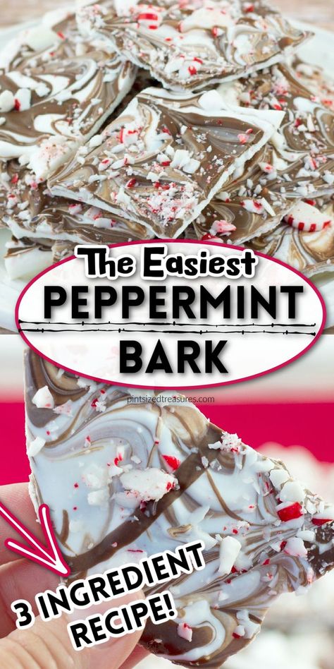 Chocolate peppermint bark is super easy and only takes three ingrediants to create this minty Christmas treat. Peppermint is a classic flavor of the season and combined with chocolate, you have a delicious sweet treat you can share with your family or give as and edible gift. Try this easy peppermint bark this Christmas season! Peppermint Bark Candy Recipe, Peppermint Bark Ghirardelli, Peppermint Bark Recipe With Almond Bark, Almond Bark Recipes Easy, Almond Bark Recipes Chocolate, Peppermint Almond Bark, Easy Bark Recipes 3 Ingredients, How To Make Peppermint Bark, Easy Chocolate Bark Recipes