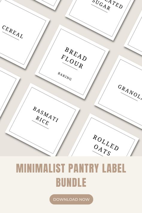 Aesthetic Labels For School, Cricut Food Labels, Kitchen Labels Printables Free Editable, Niimbot Label Ideas, Printable Labels Free Customizable, Editable Pantry Labels, Pantry Labels Template, Minimalist Pantry, Food Label Sticker