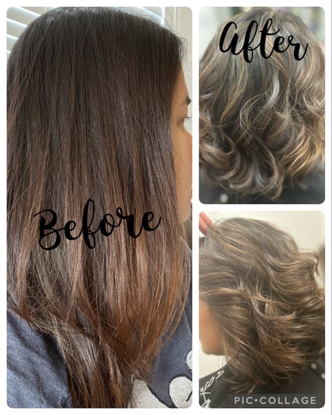 Before and after cut off some inches & added some lowlights & pretty light briwn highlights Light Brown Highlights, Brown Highlights, Pretty Lights, Cut And Color, Cut Off, Light Brown, Lookbook, Highlights, Hair Cuts