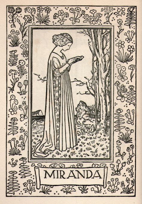 Illustration by Robert Anning Bell - The Tempest Art Nouveau Illustration, The Tempest, Fairytale Illustration, Art Nouveau Design, Black And White Illustration, Ink Illustrations, Ex Libris, Ink Pen Drawings, Book Plates