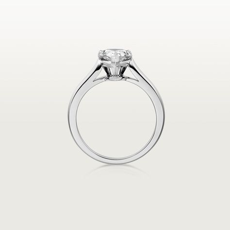 CRH4209400 - Solitaire 1895 - Platinum, diamond - Cartier Round Cut Ring, Diamond Solitaire Ring, Pear Cut Diamond, Diamond Solitaire Rings, Pretty Jewellery, Cartier Ring, Diamond Solitaire, Solitaire Ring, Cartier