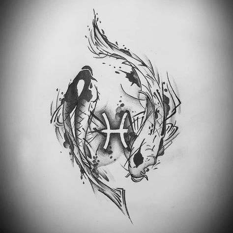 Pisces Fish Tattoo For Men, Picies Tattoos Men, Ying Yang Pisces Tattoo, Pices Tattoo Design, Pisces Tattoo Men, Pisces Neck Tattoo, Pisces Tattoo Designs Men, Pisces Tattoo For Men, Piceses Tattoo