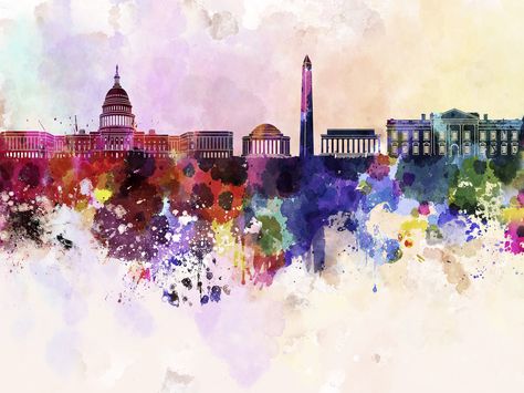 Why is D.C. the best city for young adults? http://www.glasshousere.com/real-estate-rebate-blog/why-is-dc-the-best-city-for-young-adults Dc Skyline, Washington Dc Skyline, Free Art Prints, Art Print Display, Skyline Art, Watercolor Walls, Watercolor Background, Wall Art Canvas Prints, Washington Dc