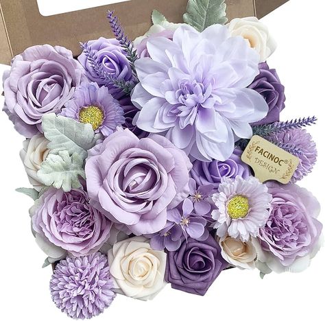 Amazon.com: FACINOC Roses Artificial Flowers Blue Fake Flower Bulk for DIY Wedding Bouquets Bridal Baby Shower Centerpiece Table Decorations Silk Faux Floral Arrangements for Party Home Decor Indoor Dusty Blue : Home & Kitchen Purple Bridal Shower, Purple Bouquets, Boda Diy, Lilla Rose, Wrist Flowers, Baby Shower Purple, Wedding Shower Decorations, Bridal Shower Centerpieces, Artificial Bouquet