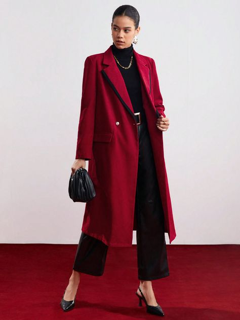 SHEIN BIZwear Women's Wine Red Windbreaker Trench CoatI discovered amazing products on SHEIN.com, come check them out! Red Windbreaker, Woman Wine, Women Overcoat, Wine Red, Amazing Products, Online Clothing, Kid Shoes, Trench Coat, Wine