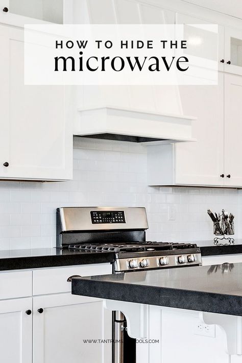 Revealing the secrets of how to hide the microwave in the kitchen. Click to get the details! How To Hide Microwave In Kitchen, Hide Microwave, Microwave In The Kitchen, Hidden Microwave, Microwave Cabinet, Microwave In Kitchen, Vintage Interior, Kitchen On A Budget, Kitchen Fixtures