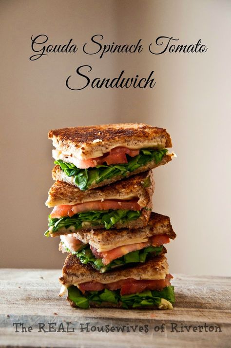 The REAL Housewives of Riverton: Gouda Spinach Tomato Sandwich - Grown Up Grilled C... Gouda Sandwich, Grown Up Grilled Cheese, Family Lunch Recipes, Tomato Sandwich Recipes, Spinach Tomato, Grilled Cheese Sandwiches, Vegetarian Sandwich, Smoked Gouda, Tomato Sandwich