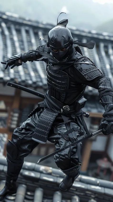 Ninja Pose, Tactical Ninja, Futuristic Ninja, Ninja Clothing, Modern Ninja, Ninja Armor, Ninja Japan, Samurai Games, Futuristic Samurai