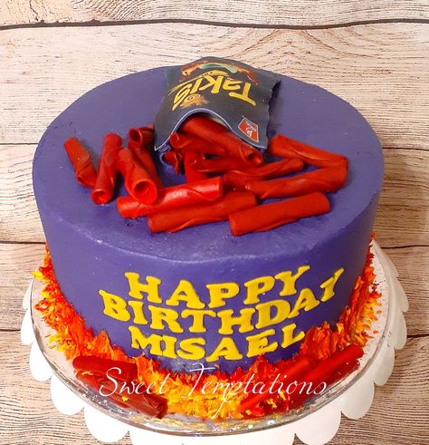 Takis Cake Takis Birthday Cake, Takis Cake Ideas, Boxing Birthday, Birthday Drip Cake, 10th Birthday Ideas, Birthday 10, 6 Birthday, Custom Birthday Cakes, Drip Cake