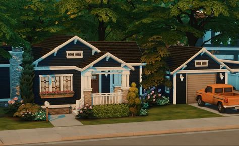 Bungalow Sims 4, Sims 4 House With Garage, Growing Together Sims 4, Sims 4 Bungalow, Growing Together Sims 4 House, Sims 4 Growing Together House, Sims Growing Together House, Sims 4 Plant Lover House, Garage House