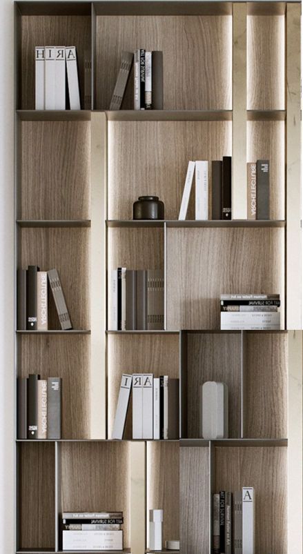 Wall Unit Office, Office Wall Shelf, Rose Gold Background, Modern Bookcases, Bookcase Design, Shelving Design, Bookshelf Design, 아파트 인테리어, Gold Background