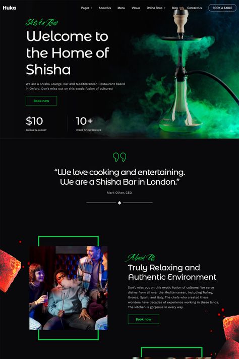 Are you looking for a clean, contemporary, imaginative, unique, and eye-catching website for a nightclub, cocktail bar, smoking lounge, hookah lounge, hookah store, or shisha business? About Us Page Design, About Us Page, London Bars, Web Designer, Cocktail Bar, Bar Design, Page Design, Follow For More, Wordpress Theme