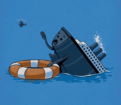 Hilarious Illustrations by #NachoDiaz - My Modern Metropolis #creative… Boat Cartoon, Sinking Ship, Funny Iphone Wallpaper, Will Ferrell, Wallpaper Android, Wallpaper Iphone Quotes, Funny Illustration, Cartoon Pics, Wallpaper Downloads