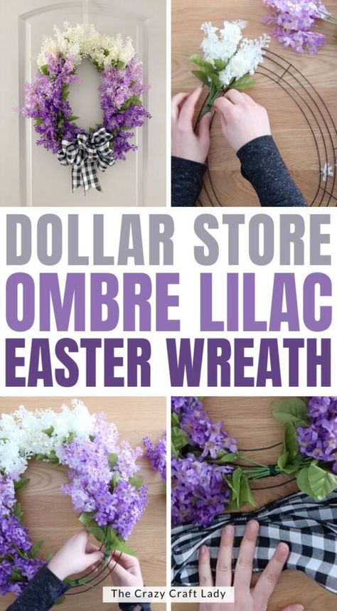 Spring Wreath Diy Dollar Stores, Purple Wreath Ideas, Easter Egg Wreath Dollar Tree, Dollar Tree Easter Crafts 2024, Diy Easter Decorations Dollar Tree, Spring Wreaths Diy, Spring Wreath Ideas Diy, Dollar Tree Spring Wreath, Dollar Tree Easter Wreath