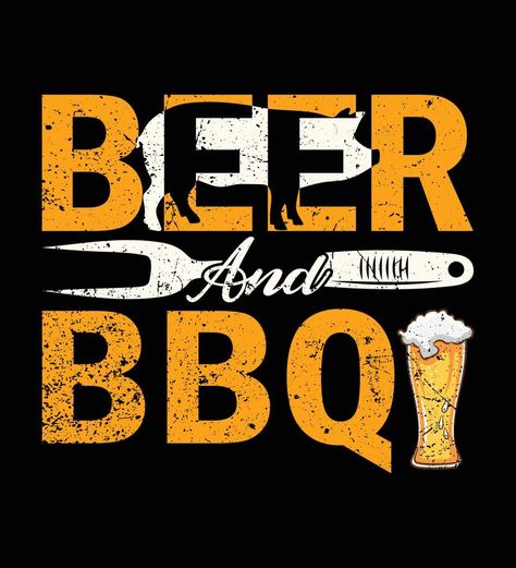 BEER ABD BBQ T-SHIRT DESIGN. Beer T Shirt Design, Latte Art Video, Beer Logo Design, Pub Ideas, Texas Beer, Grill Logo, Bbq Shirt, Beer Art, Beer Logo