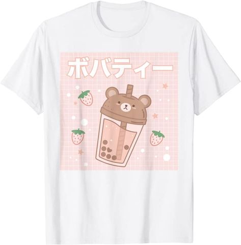 Amazon.com: Bubble Milk Tea Boba Cute Bear Kawaii Aesthetic T-Shirt : Clothing, Shoes & Jewelry Boba Cute, Milk Tea Boba, Bear Kawaii, Wallets For Girls, Bubble Milk Tea, Diy Labels, Tea Design, Aesthetic T Shirts, Night Light Kids