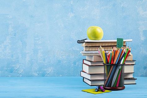 Books And Stationery, School Images Pictures, Educational Thumbnail, Back To School Advertising, Colorful Photography Art, Education Images, School Advertising, Colorful Books, Student Cartoon