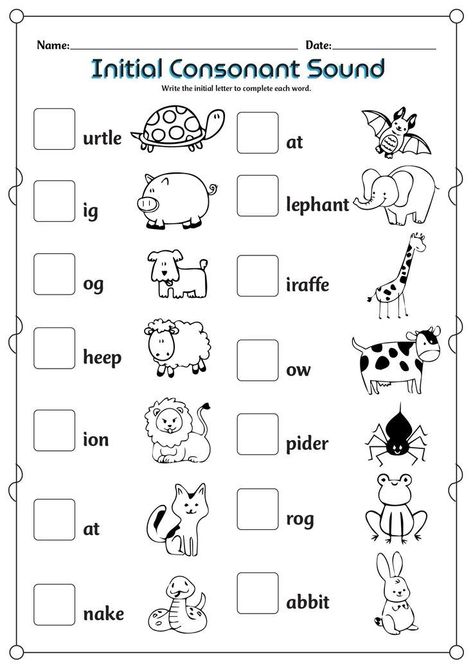 Beginning Consonants Worksheets, Missing Sounds Worksheet, Worksheet For Jr Kg, Initial Sounds Activities, Consonant Worksheet, Consonants Worksheets, Initial Sounds Worksheets, Middle Sounds Worksheet, Activities For Kids Preschool