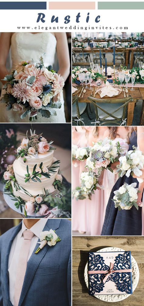 Navy And Beige Wedding Color Schemes, Navy Blue Blush Pink White Wedding, Blush Navy Blue Wedding, Navy And Blush Fall Wedding, Navy And Pink Rustic Wedding, Dust Rose And Navy Blue Wedding, Sapphire And Pink Wedding Theme, Miss And Blush Wedding, Navy Blush Pink Wedding