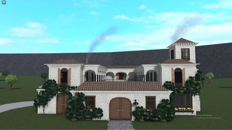 Spanish House Bloxburg, Meditterean House Bloxburg, Bloxburg Spanish House Layout, Spanish Style Homes Bloxburg, Medditeranean Style Home Bloxburg, Mediteranean Houses Bloxburg, Mediterranean Homes Bloxburg, Bloxburg Spanish Villa, Bloxburg Mediterranean House