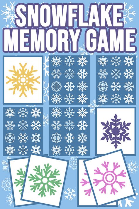 Snowflake Matching Free Printable, Winter Memory Game, Kindergarten Stations, Cognitive Activities, Memory Match Game, Visual Memory, Program Ideas, Sunday School Lessons, Programming For Kids