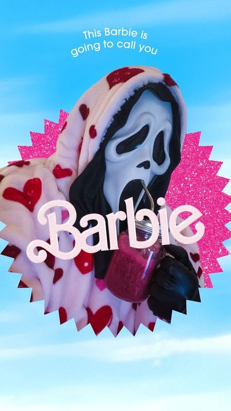 Ghost Face Barbie, Scream Barbie Posters, This Barbie Is Poster, Ghostface Barbie, Scream Barbie, Barbie Banner, Grease Characters, Billy Loomis And Stu Macher, Scream Wallpapers