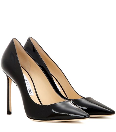 Jimmy Choo - Romy 100 patent leather pumps - Jimmy Choo's Romy 100 pumps are crafted from glossy patent leather in timeless black for endeless versatility. The pointed toe and slender heel provide a sharp finish to the classic pair. Use yours as an understated finish to a bold party dress. seen @ www.mytheresa.com Jimmy Choo Romy 100, Black Patent Shoes, Black High Heel Pumps, Jimmy Choo Romy, Black Patent Leather Shoes, Black Patent Pumps, Jimmy Choo Pumps, Velvet Pumps, Black Patent Leather Pumps