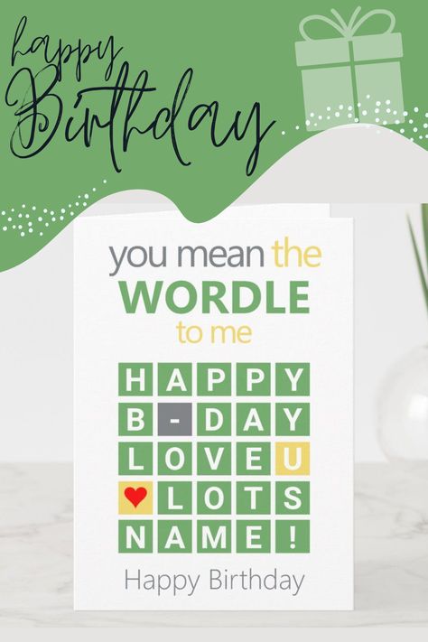 Trendy Birthday card for anyone who loves the daily word game. You mean the wordle to me! Happy Birthday! Fill in your or their 5 letter name or nickname for the letters NAME! See also my cards for 3 or 4 letter names. 4 Letter Names, Me Happy Birthday, Letter Names, Unique Birthday Cards, Birthday Card Design, Daily Word, Cards Greeting, Word Games, Funny Birthday Cards