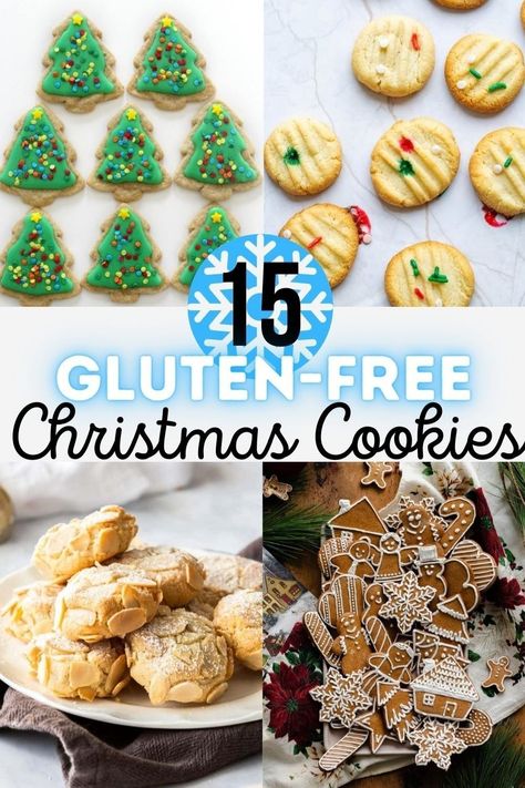 Christmas cookie collage with text banner Gluten Free Holiday Baking, Healthy Christmas Desserts, Gluten Free Christmas Cookies Recipes, Gf Cooking, Gf Treats, Gf Sweets, Gluten Free Christmas Cookies, Gf Cookies, Christmas Yummies