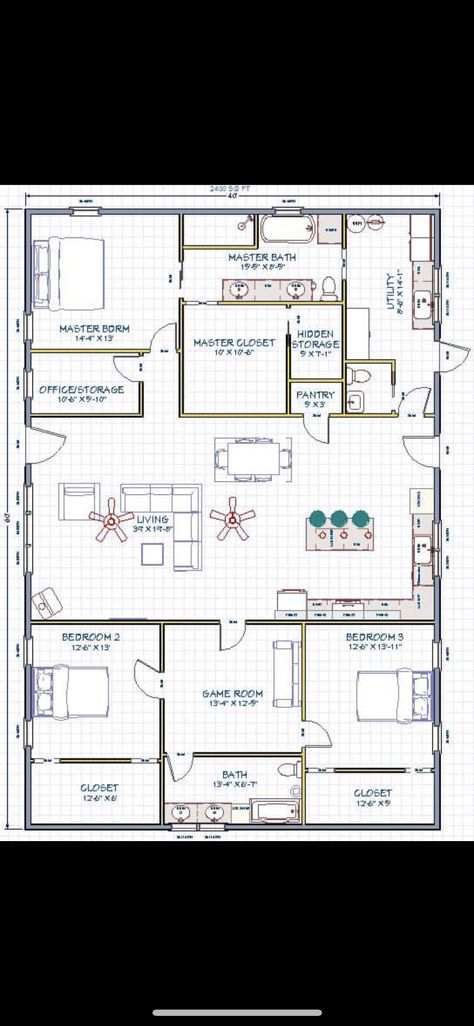 2d Floor Plan, Metal House Plans, Barn Homes Floor Plans, 3d Floor Plans, Barndominium Plans, 3d Floor Plan, Pole Barn House Plans, Barn Style House Plans, Building Plans House