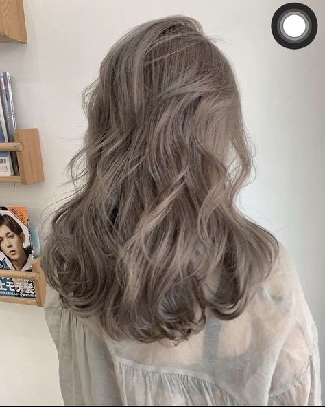 Korean Hair Color Brown Ash, Sterling Hair Color, Milk Tea Gray Hair, Smoky Beige Hair Color, Brownish Grey Hair, Dark Gray Brown Hair, Dust Ash Hair Color, Ash Beige Hair Color, Smokey Beige Hair Color