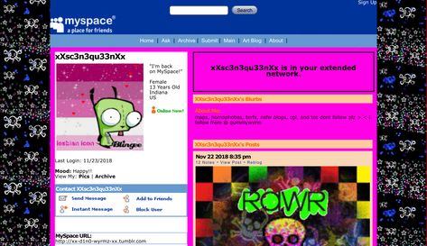 Myspace Profile, Myspace Aesthetic, Animecore Webcore, 2000s Scene, Scene Aesthetic, Scene Core, 2000s Emo, Emo Aesthetic, Scene Queens