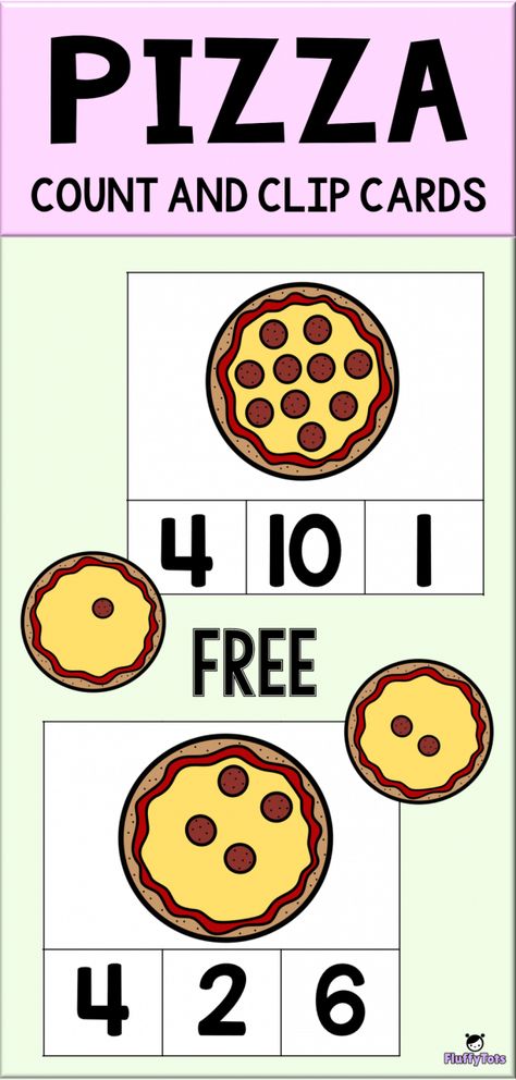 FREE Pizza Count and Clip Cards | Yummy pizza for learning counting? Oh that will be loads of fun!  These Pizza Count and Clip Cards will help your students to count from 1-10.  Great for Preschool, PreK and Kindergarten. Perfect for independent use.   #SummerPreschool #kindergarten#PreschoolMath  #PreschoolActivities #KidsLearning #Preschool #PreschoolThemes #mathcenter #kindergarten #homeschooling #math  #busybags Pizza Kindergarten Activities, Pizza Themed Preschool Activities, Pizza Theme Prek, Pizza Counting Activity, Pizza Worksheets For Preschool, Pizza Preschool Theme, Pizza Math Preschool, Preschool Pizza Theme, Preschool Pizza Activities