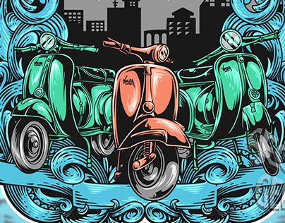 Vespa Art Design, Vespa Illustration, Vespa Art, Digital Art Procreate, Drawing Digital Art, Art Procreate, Drawing Digital, Illustration Drawing, Working On Myself