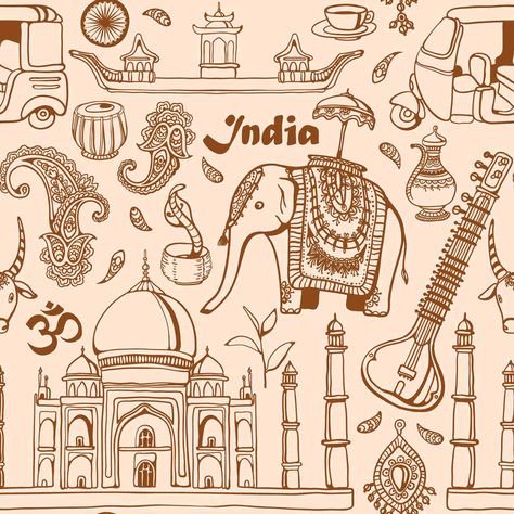 Top Cities to visit in India - Places to see in India South India Illustration, India Doodle, India Illustration Doodles, India Places, Indian Culture Illustration, Make In India, India Art Patterns, Indian Aesthetic Drawing, India Drawing